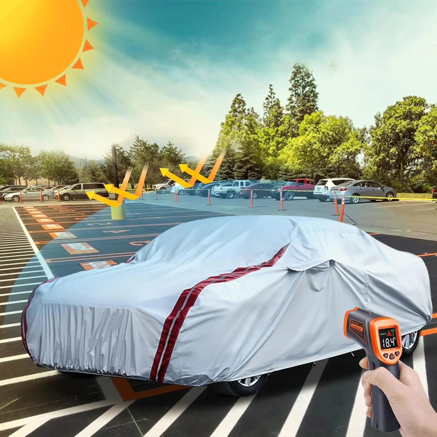Waterproof Car Covers Replace for 2008-2025 Dodge Challenger, 6 Layers All Weather Custom-fit Car Cover with Zipper Door & Windproof Bands for Snow Rain Dust Hail Protection