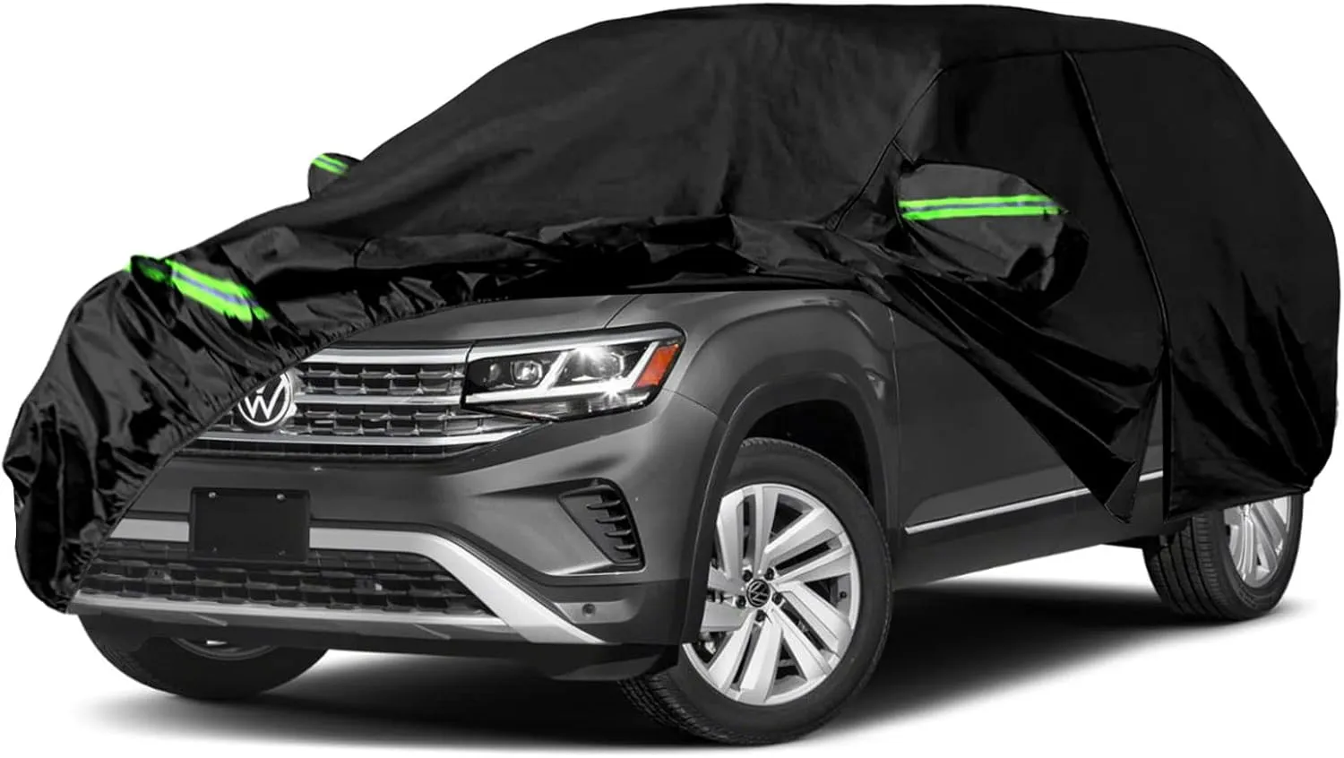 Waterproof Car Covers Replace for 2017-2022 VW Atlas, 6 Layers All Weather Custom-fit Car Cover with Zipper Door & Windproof Strap for Snow Rain Dust Hail Protection