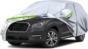 Waterproof Car Covers Replace for 2019-2025 Subaru Ascent, 6 Layers Silver All Weather Car Cover with Zipper Door & Windproof Bands for Snow Rain Dust Hail Protection
