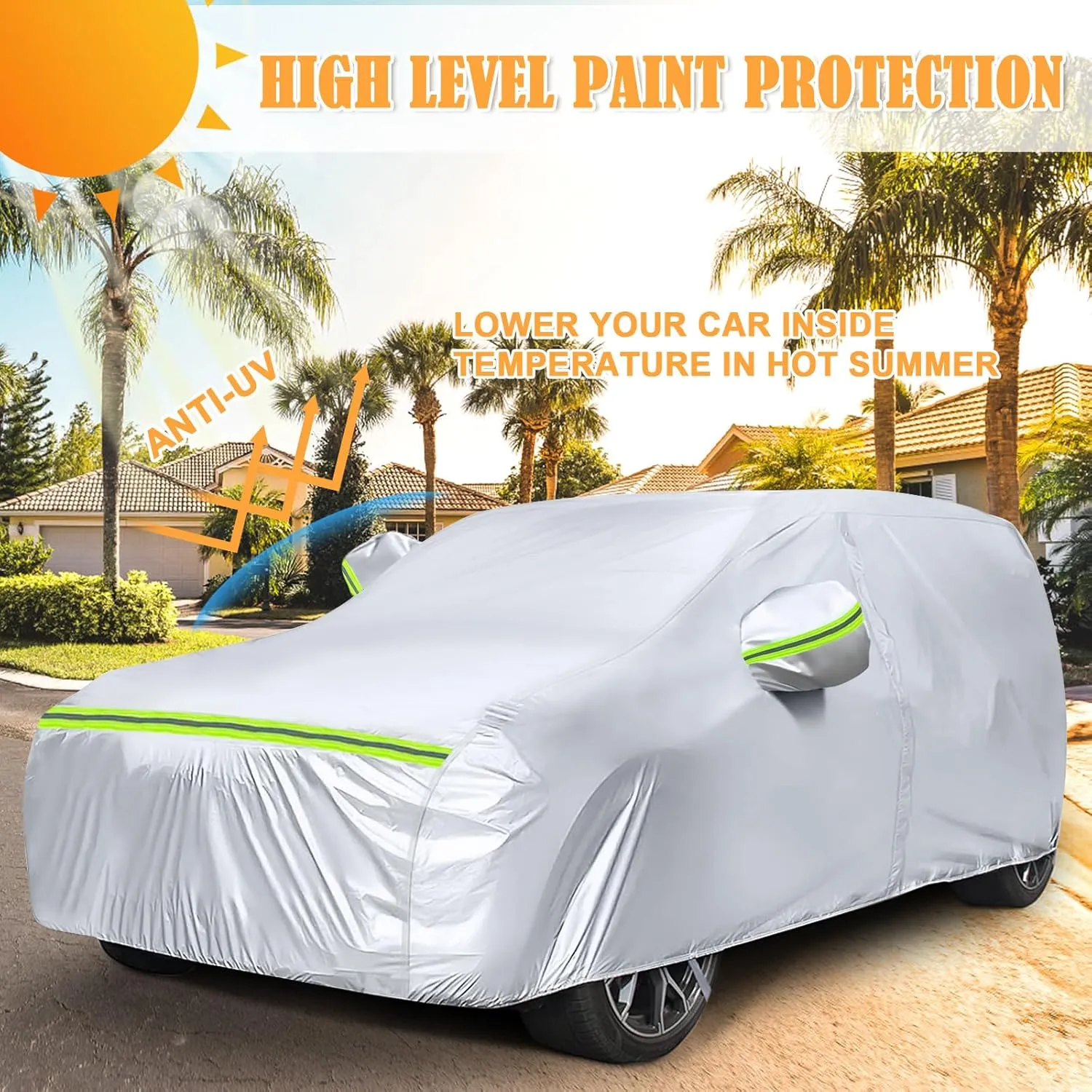 Waterproof Car Covers Replace for 2019-2025 Subaru Ascent, 6 Layers Silver All Weather Car Cover with Zipper Door & Windproof Bands for Snow Rain Dust Hail Protection