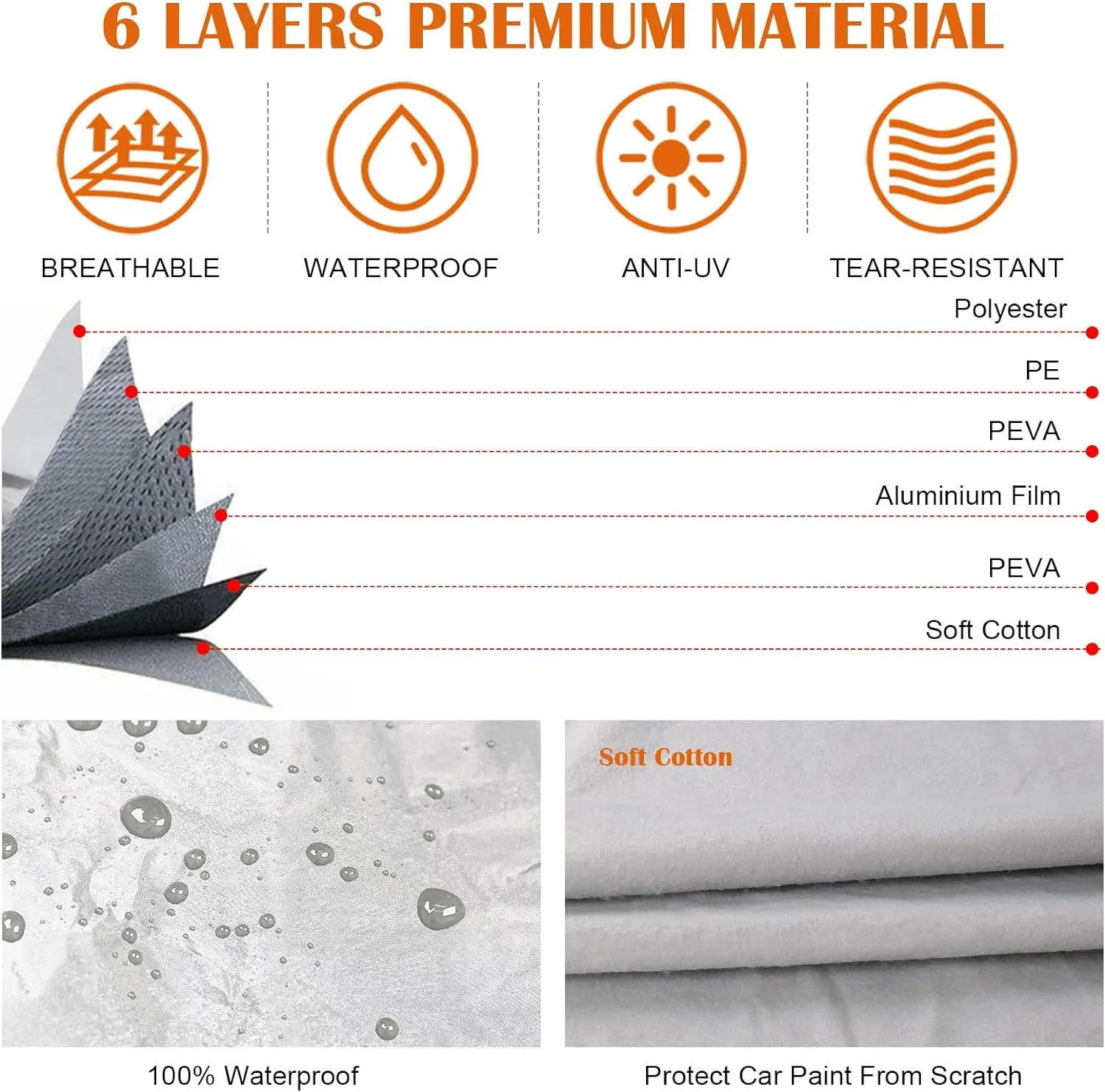 Waterproof Car Covers Replace for 2019-2025 Subaru Ascent, 6 Layers Silver All Weather Car Cover with Zipper Door & Windproof Bands for Snow Rain Dust Hail Protection