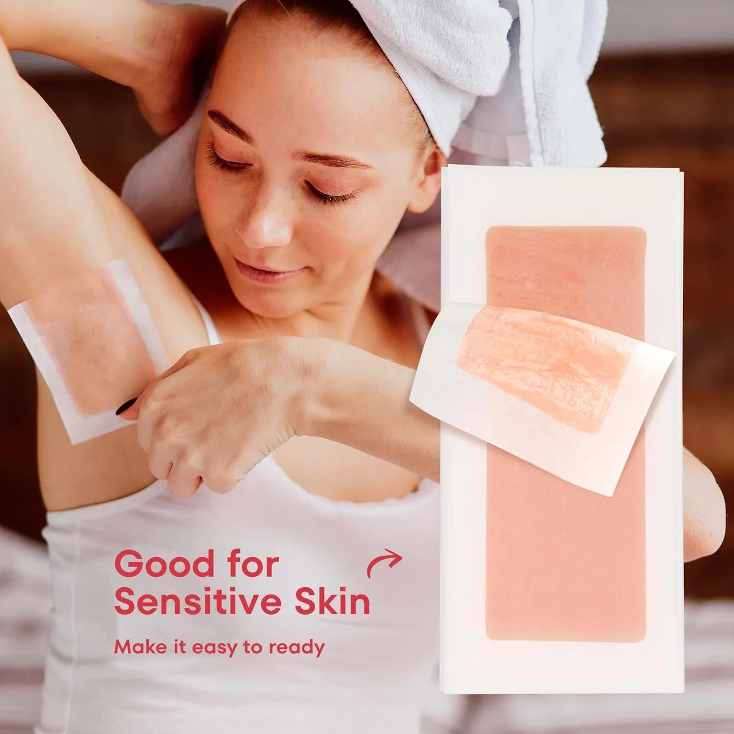 Wax Strips Hair Removal for Women: Natural Home & Travel Brazilian Body Waxing Strip for Bikini Armpit Leg - Vegan & Sensitive Skin Friendly, 40 Ct With Wipes