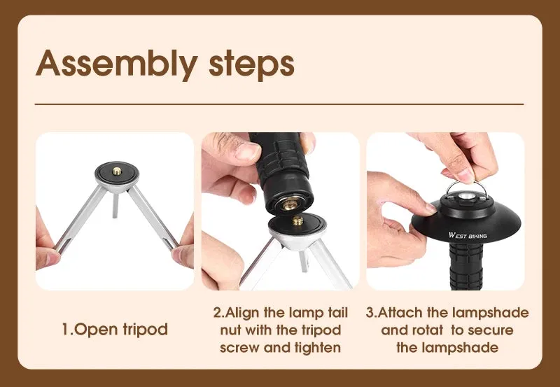 WEST BIKING Portable Camping Light 3 In