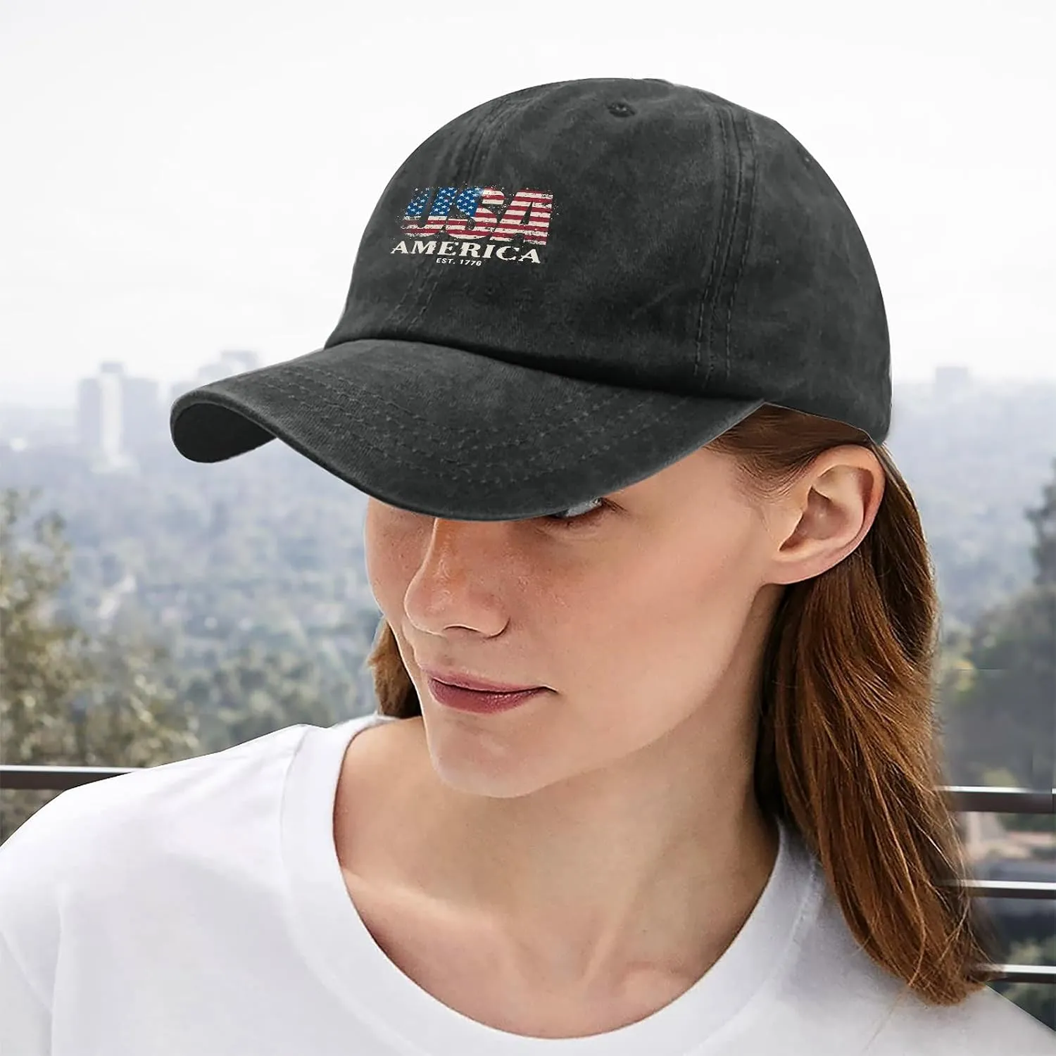 What The Duck Pun Funny Sarcastic Animal Humor Hat for Her Washed Distressed Baseball Caps