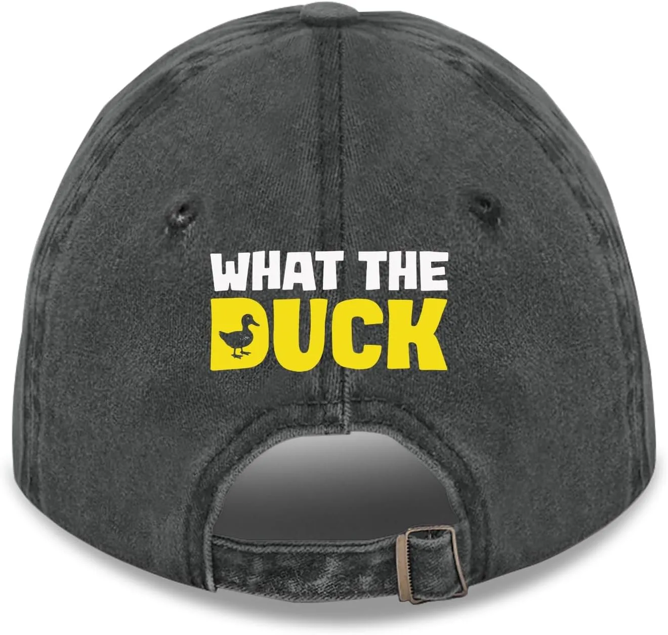 What The Duck Pun Funny Sarcastic Animal Humor Hat for Her Washed Distressed Baseball Caps