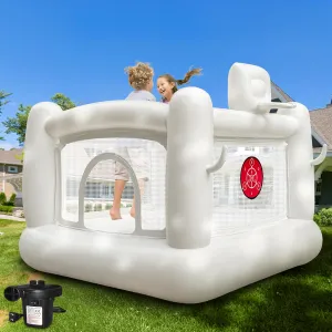 White Bounce House for Kids 2-8 Indoor Bouncy Castle with Pump Toddler Bounce House PVC Waterproof Materials Easy to Clean Outdoor Toddler Toys 68 x 68 x 58.2 inch