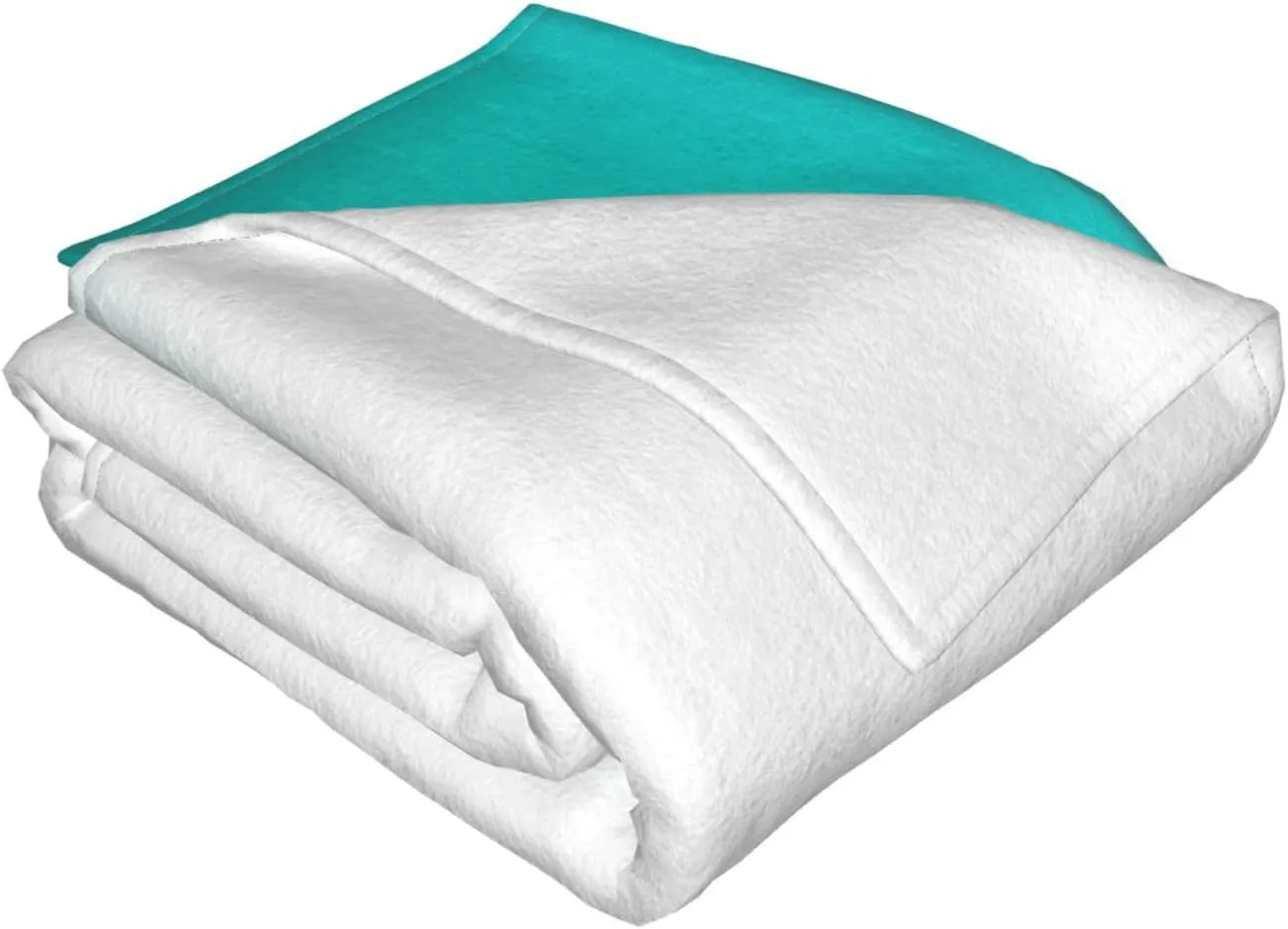 White Dark Turquoise and Teal Color Block Ombre 60"X50" Flannel Blanket - 100% Soft Polyester, Lightweight and Warm, Suitable for Families, Camping, Travel