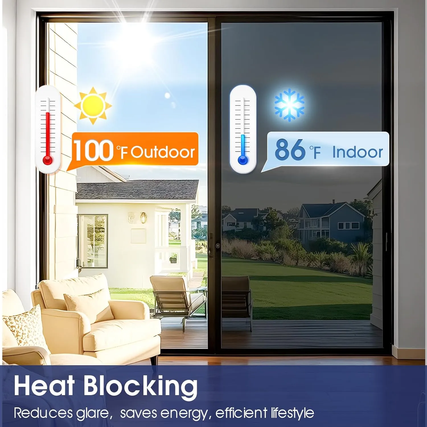 Windimiley One Way Privacy Window Film, Reflective Window Tint for Home, Heat Control Sun Blocking Mirror Window Film See Out Not in Door Window Covering with 3 Tools (23.6Inch x 9.8Feet, Black)