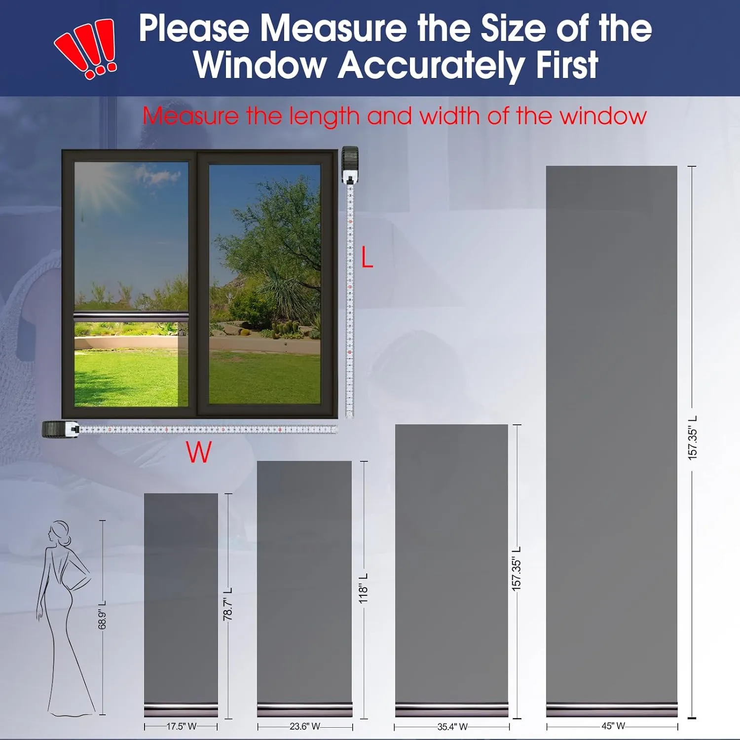 Windimiley One Way Privacy Window Film, Reflective Window Tint for Home, Heat Control Sun Blocking Mirror Window Film See Out Not in Door Window Covering with 3 Tools (23.6Inch x 9.8Feet, Black)