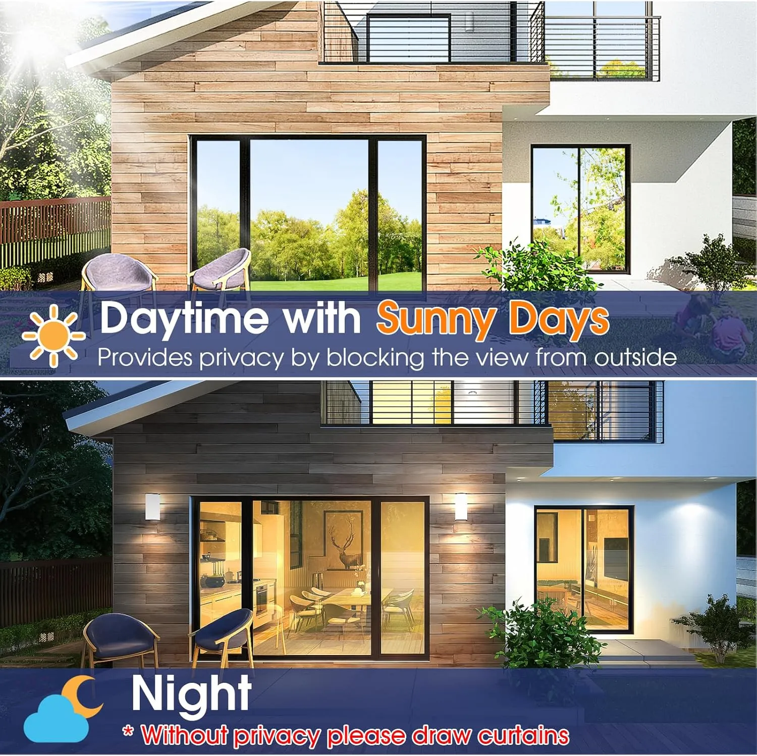 Windimiley One Way Privacy Window Film, Reflective Window Tint for Home, Heat Control Sun Blocking Mirror Window Film See Out Not in Door Window Covering with 3 Tools (23.6Inch x 9.8Feet, Black)