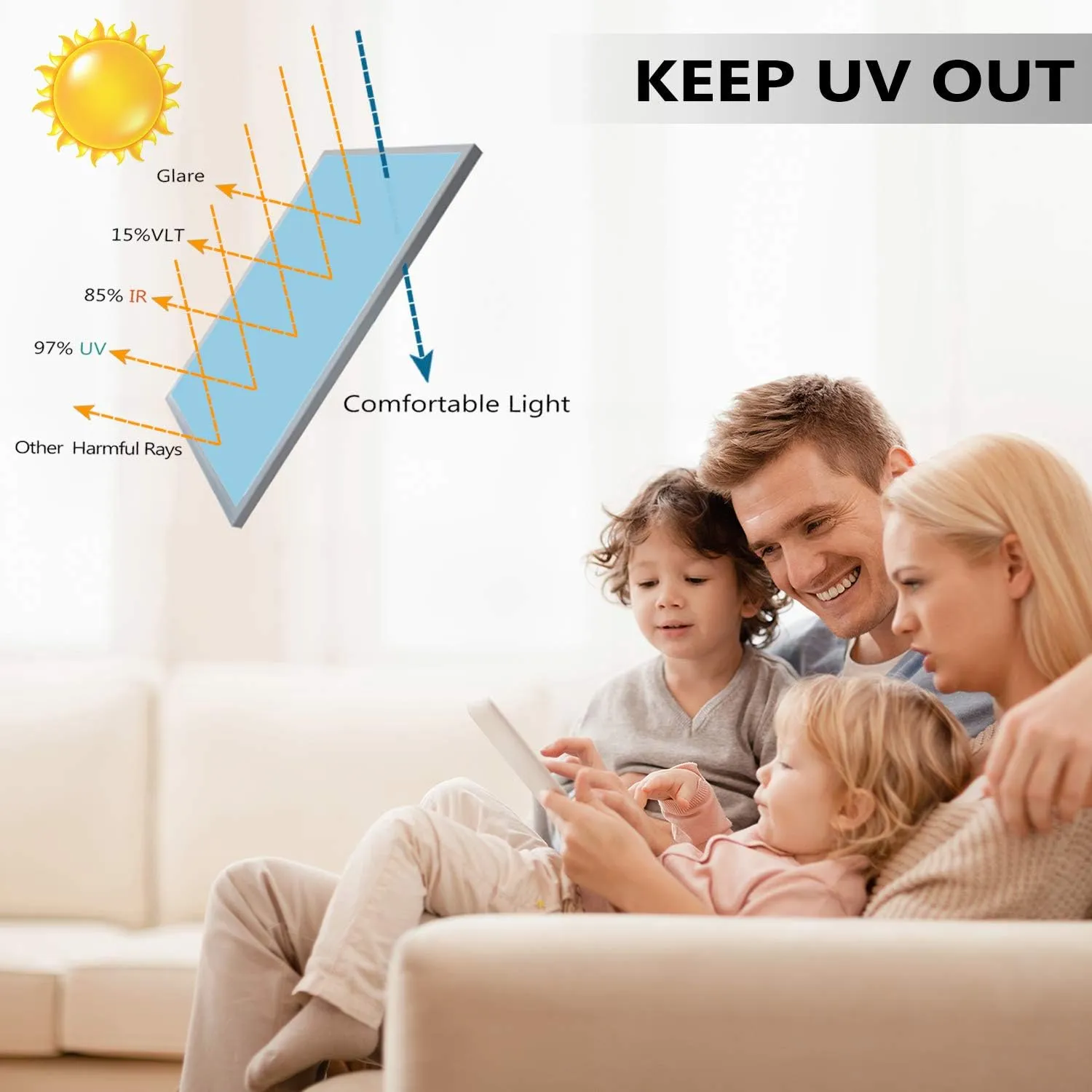 Window Tint for Home One Way Daytime Privacy Window Film Heat Control Sun Blocking Anti UV Non-Adhesive Static Cling Reflective Mirror Glass Film for Home Office, Black Silver, 23.6 Inch x 13.1 Feet