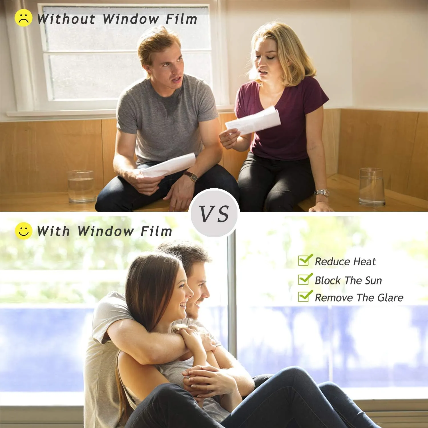 Window Tint for Home One Way Daytime Privacy Window Film Heat Control Sun Blocking Anti UV Non-Adhesive Static Cling Reflective Mirror Glass Film for Home Office, Black Silver, 23.6 Inch x 13.1 Feet