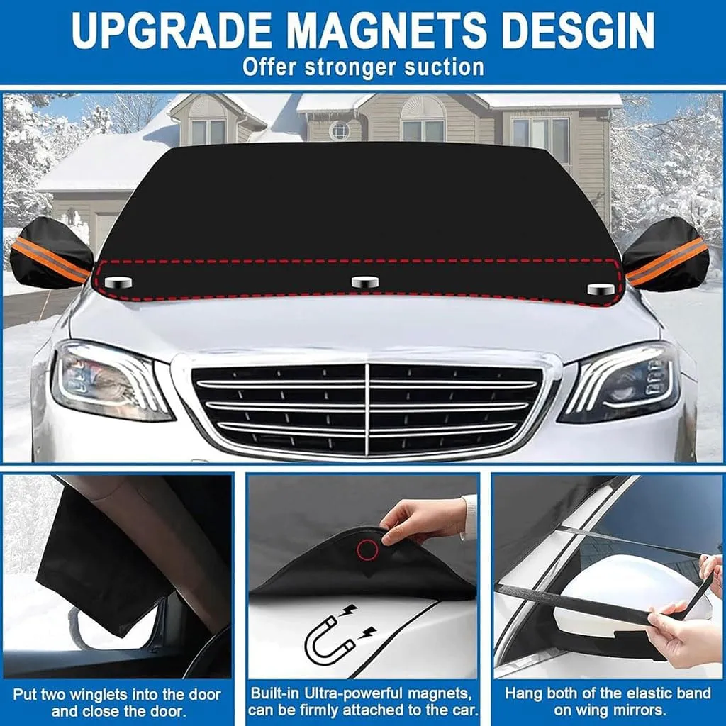 Windshield Cover Ice and Snow for Fiat 500X(334)/Fiat 500X Cross(334)/500X Trekking(334) 2000-2022 2023 2024, Windshield Snow Ice Cover Magnetic WAaterproof Car Accessories,Black