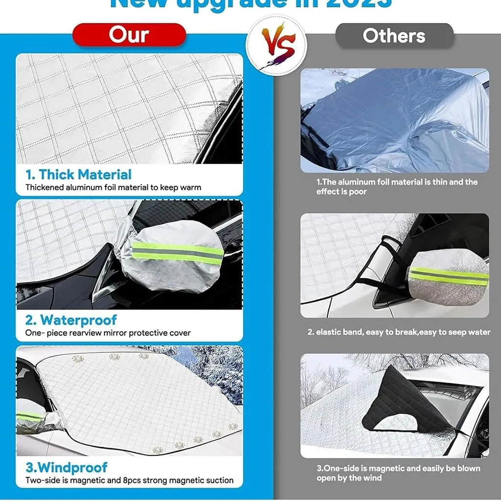 Windshield Cover Ice and Snow for Fiat 500X(334)/Fiat 500X Cross(334)/500X Trekking(334) 2000-2022 2023 2024, Windshield Snow Ice Cover Magnetic WAaterproof Car Accessories,Black