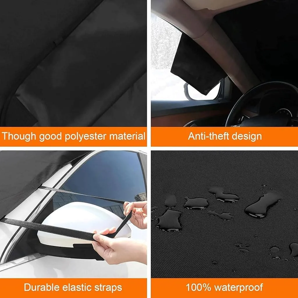 Windshield Cover Ice and Snow for Fiat 500X(334)/Fiat 500X Cross(334)/500X Trekking(334) 2000-2022 2023 2024, Windshield Snow Ice Cover Magnetic WAaterproof Car Accessories,Black