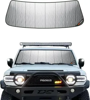 Windshield Sun Shade for Toyota FJ Cruiser 2007-2014,Front Window Sunshade Shield,2-in-1 Reflective Sun Shade,Silver for Summer, Black for Winter