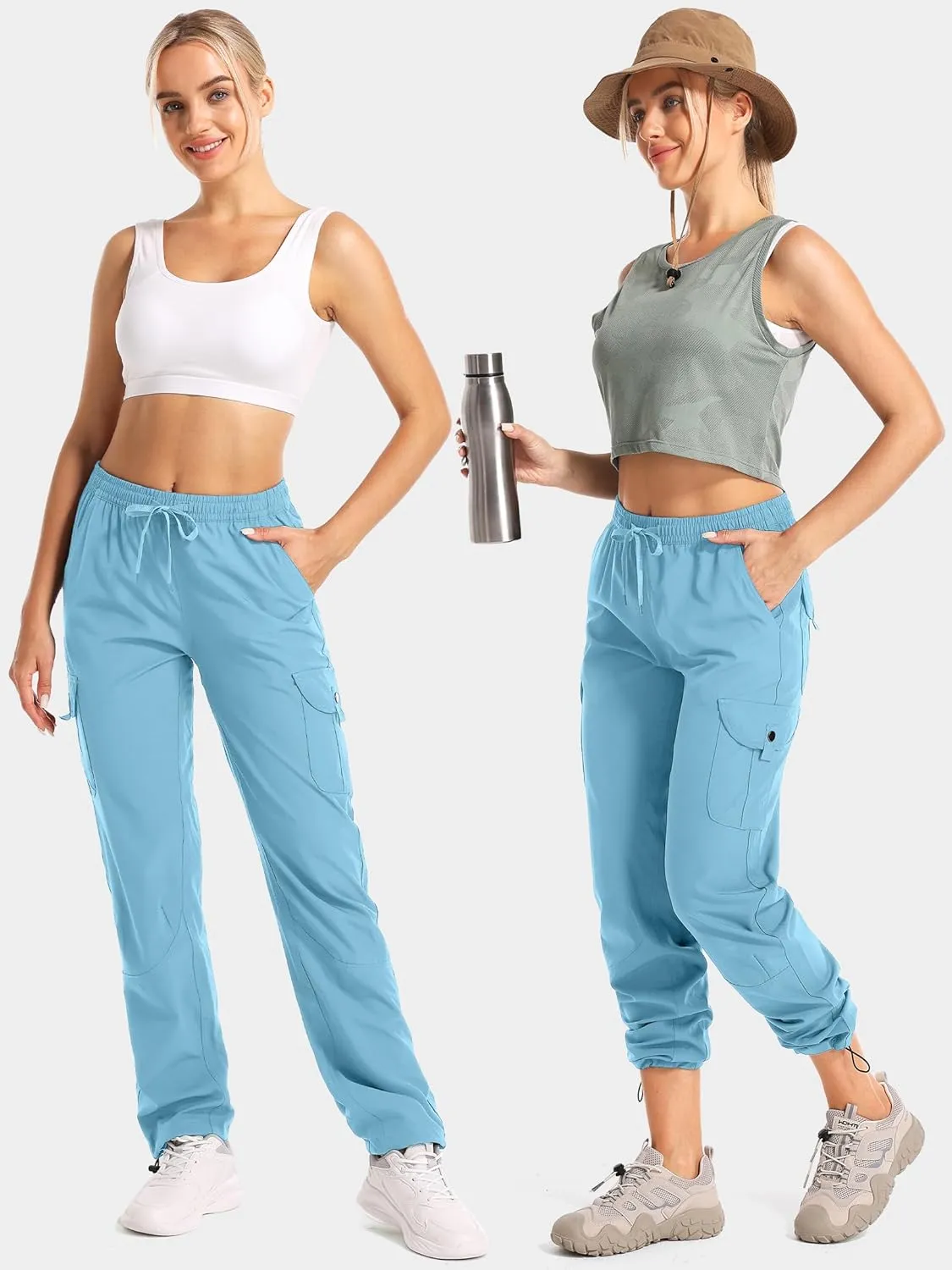 Womens Hiking Pants Quick Dry Lightweight UPF 50 Travel Golf Pants Work Camping Outdoor Cargo Pants Pockets