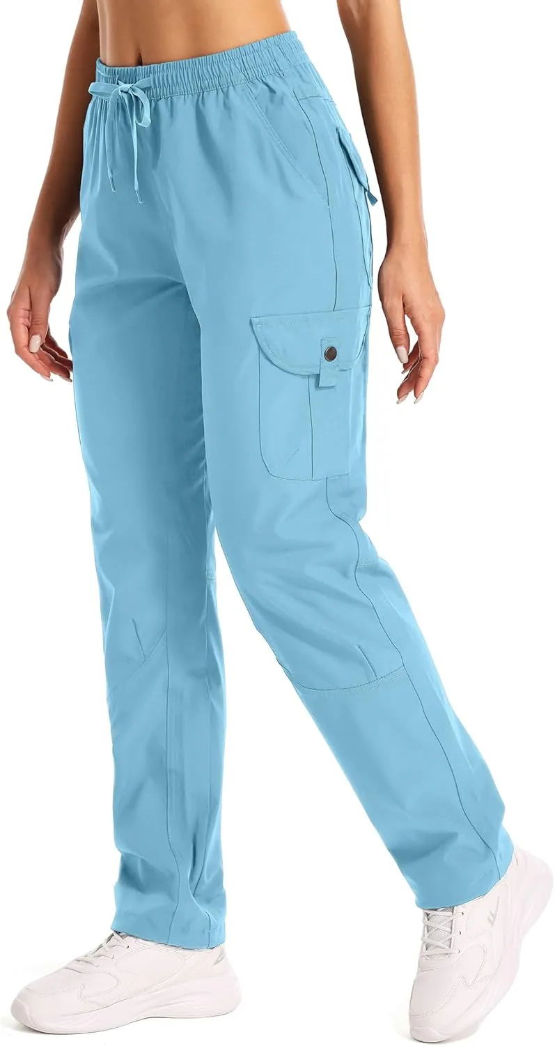 Womens Hiking Pants Quick Dry Lightweight UPF 50 Travel Golf Pants Work Camping Outdoor Cargo Pants Pockets