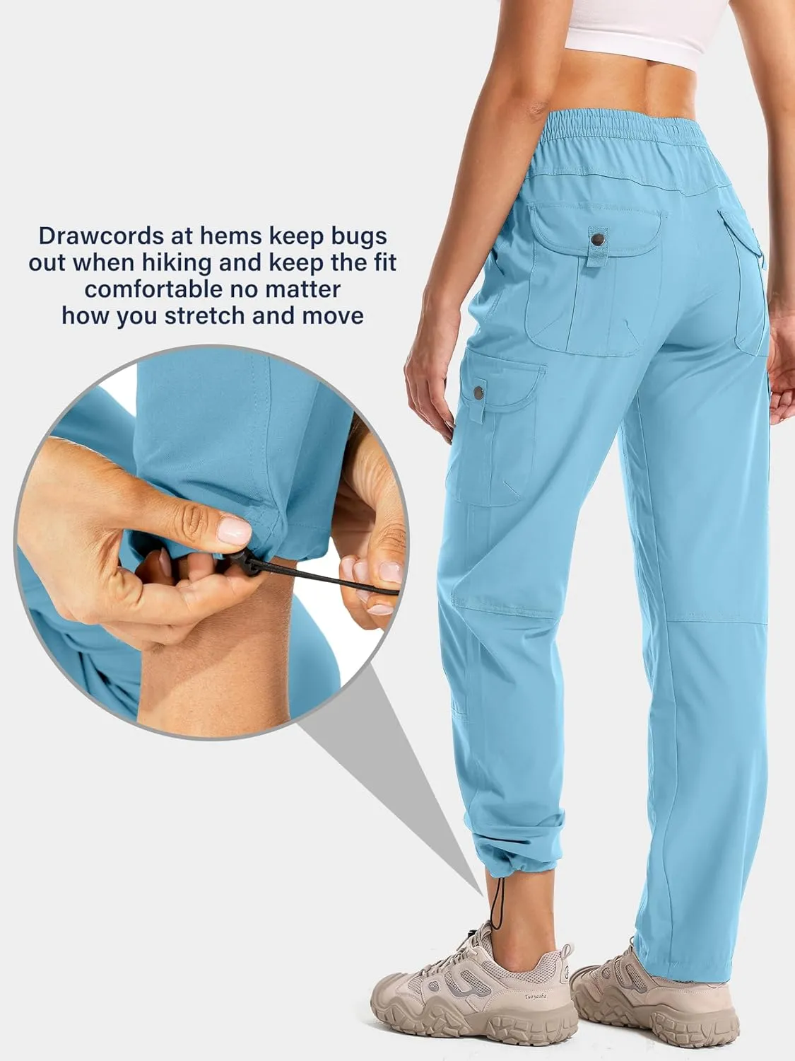 Womens Hiking Pants Quick Dry Lightweight UPF 50 Travel Golf Pants Work Camping Outdoor Cargo Pants Pockets