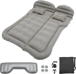 X AUTOHAUX Car SUV Air Mattress Camping Bed Cushion Pillow Flocking Mattress with Electric Air Pump Portable Sleeping Pad Universal Inflatable Thickened for Travel Camping Gray