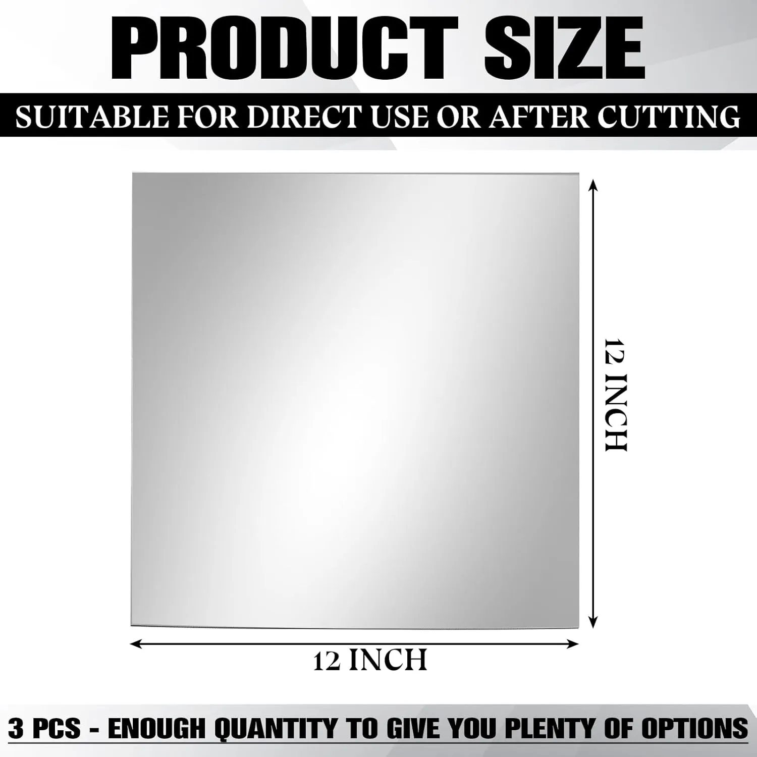 Yookeer 3 Pcs Two Way Mirror Glass, 12x12x0.04 Inch Acrylic Infinity See Through Mirror Sheet for Magic Project, 30% Transparent
