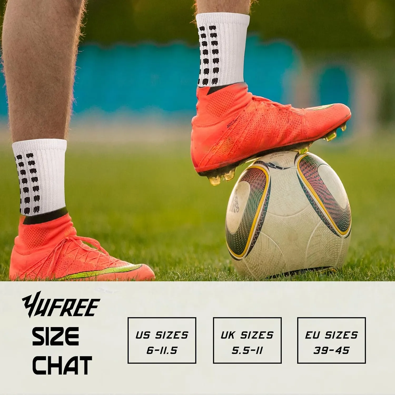 Yufree 4 Pairs Mens Grip Soccer Socks Non Slip Grippy Women Socks for Football Basketball Sports