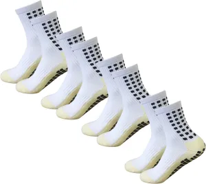 Yufree 4 Pairs Mens Grip Soccer Socks Non Slip Grippy Women Socks for Football Basketball Sports