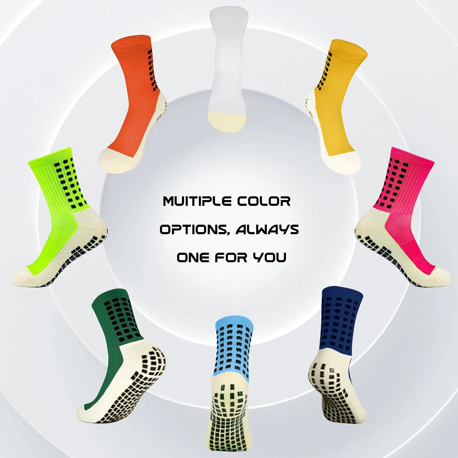 Yufree 4 Pairs Mens Grip Soccer Socks Non Slip Grippy Women Socks for Football Basketball Sports