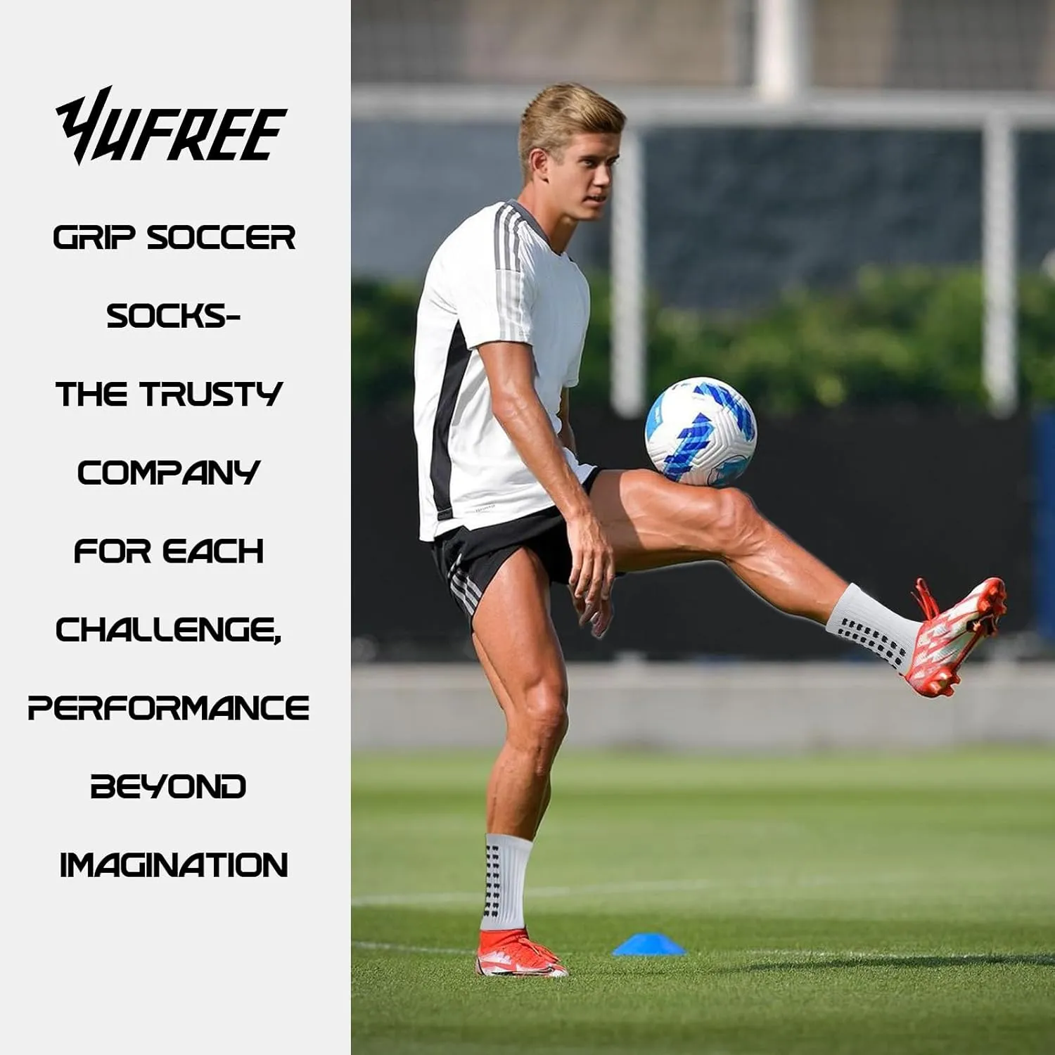 Yufree 4 Pairs Mens Grip Soccer Socks Non Slip Grippy Women Socks for Football Basketball Sports