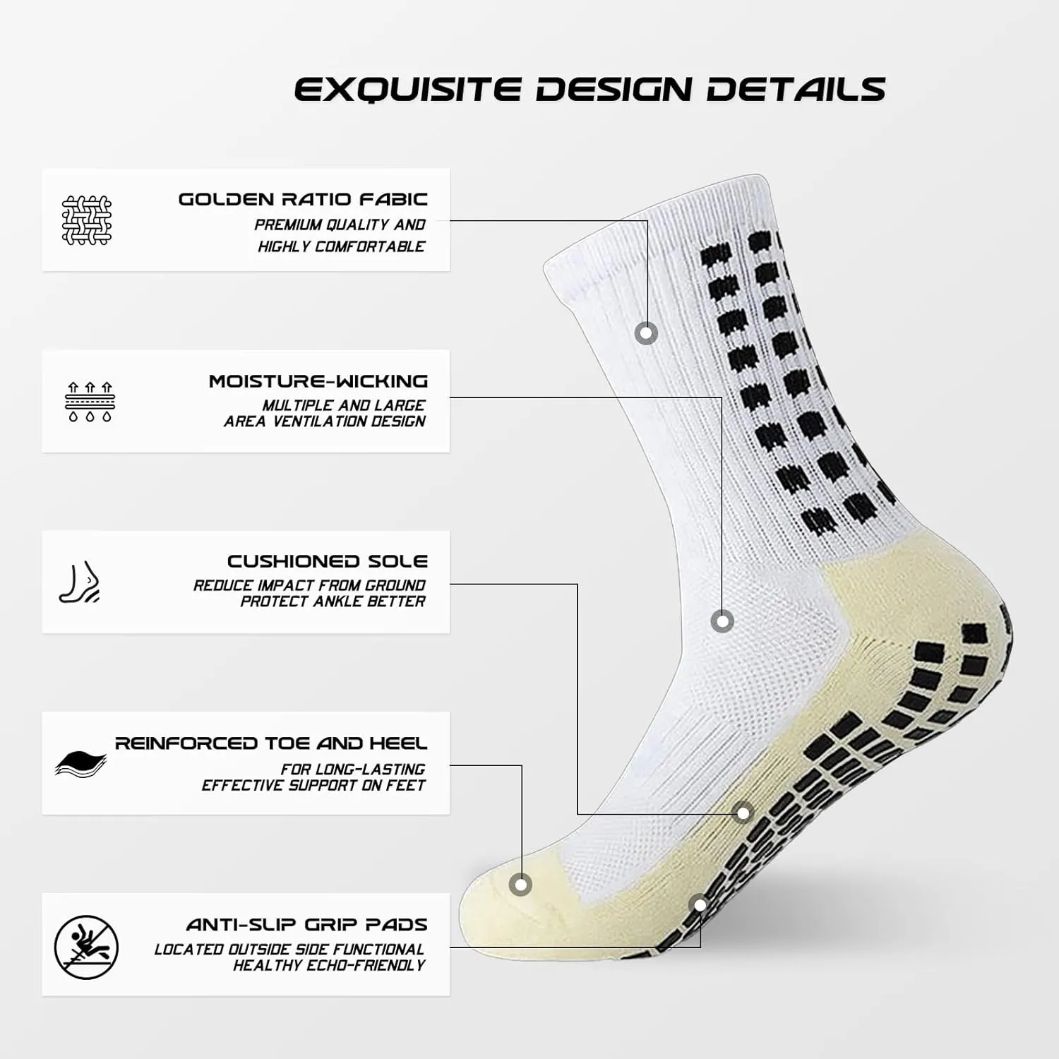 Yufree 4 Pairs Mens Grip Soccer Socks Non Slip Grippy Women Socks for Football Basketball Sports