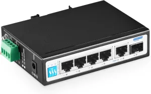 YuLinca 6 Port Mini Gigabit Industrial DIN-Rail PoE Switch, 4 x 100/1000Mbps PoE Ports,IEEE802.3af/at PoE , 1 Gigabit Uplink, 1 Gigabit SFP, Unmanaged IP30 (-40~185°F) Hardened Industrial Switch