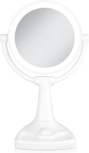 Zadro Eleganze 11" Max Bright Fluorescent Lighted Makeup Mirror with Magnification & Tray (Large | 17.5" x 11" | 10X/1X,White)