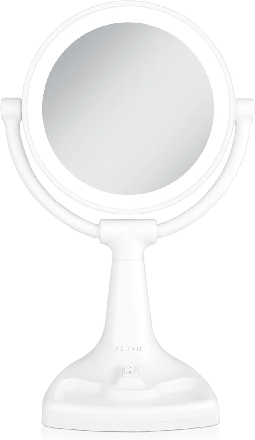 Zadro Eleganze 11" Max Bright Fluorescent Lighted Makeup Mirror with Magnification & Tray (Large | 17.5" x 11" | 10X/1X,White)