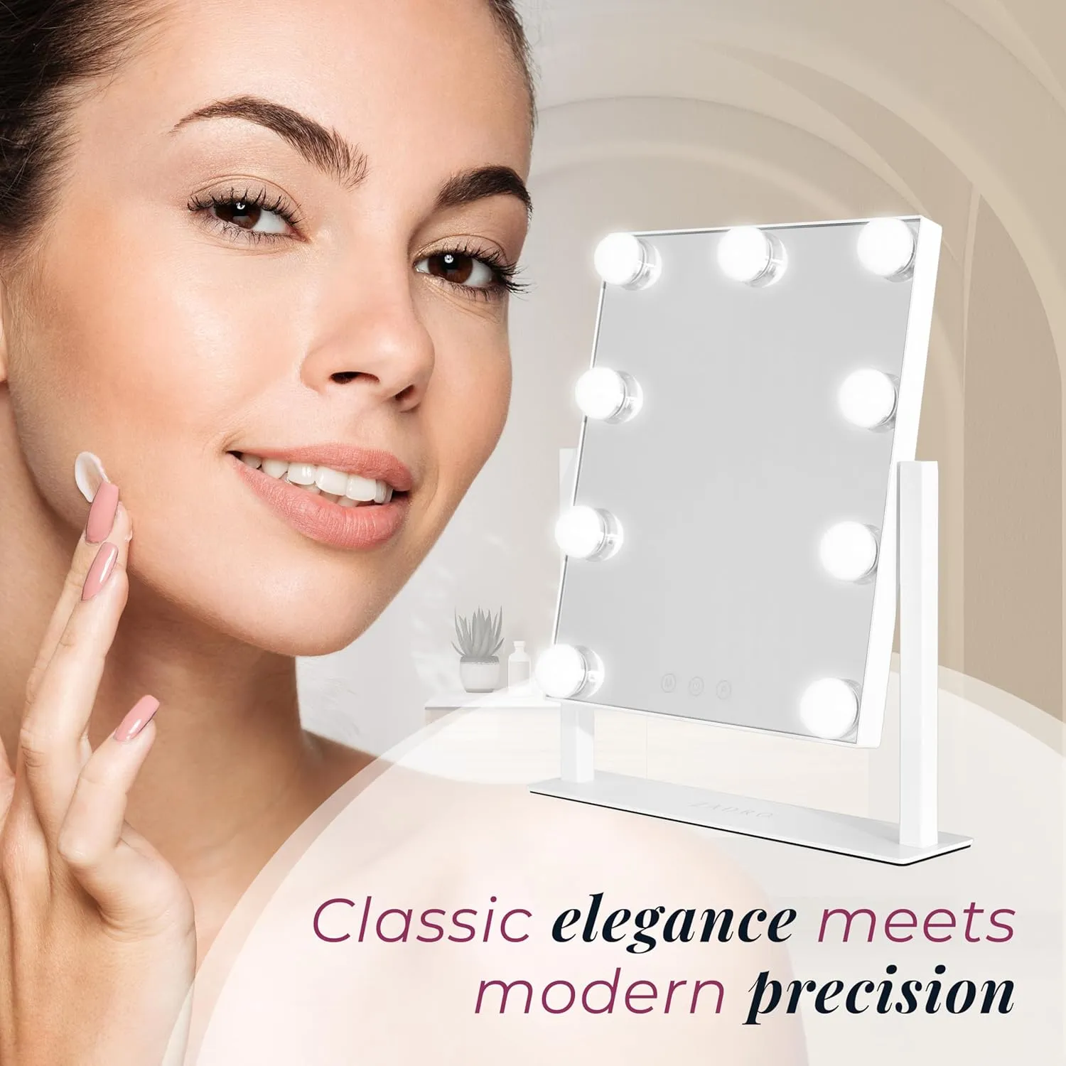 Zadro Hollywood Lighted Vanity Mirror with 9 LED Bulbs, 3 Color Light Settings, 360° Rotation Makeup Mirror Head (14" H x 12" W | 1X | Neutral)