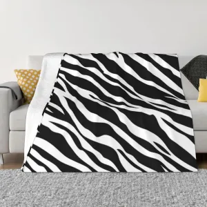 Zebra Print 60"X50" Flannel Blanket - 100% Soft Polyester, Lightweight and Warm, Suitable for Families, Camping, Travel