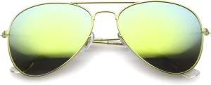 zeroUV Premium Flash Mirror Lens Aviator Sunglasses (Nickel Plated Metal Frame)