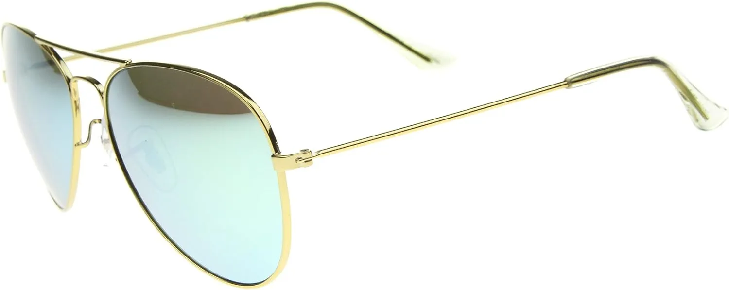 zeroUV Premium Flash Mirror Lens Aviator Sunglasses (Nickel Plated Metal Frame)