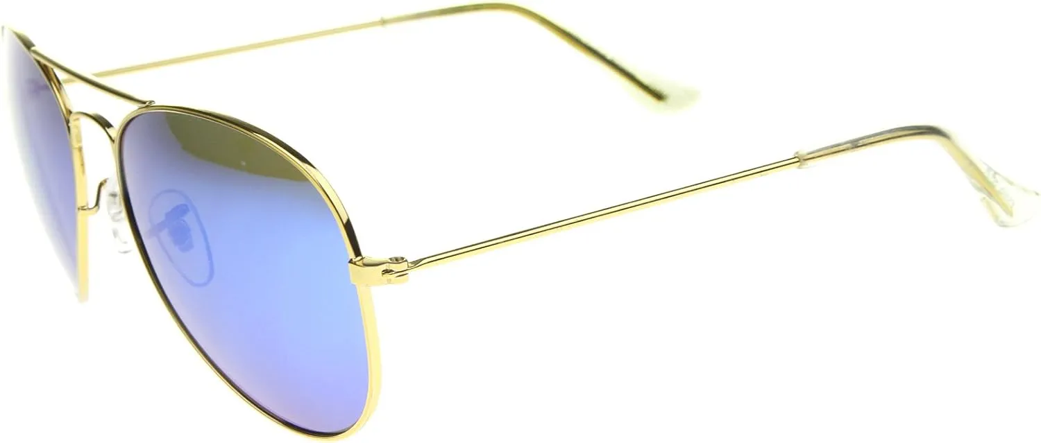 zeroUV Premium Flash Mirror Lens Aviator Sunglasses (Nickel Plated Metal Frame)