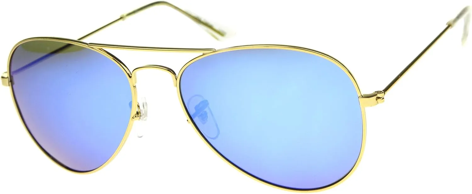 zeroUV Premium Flash Mirror Lens Aviator Sunglasses (Nickel Plated Metal Frame)