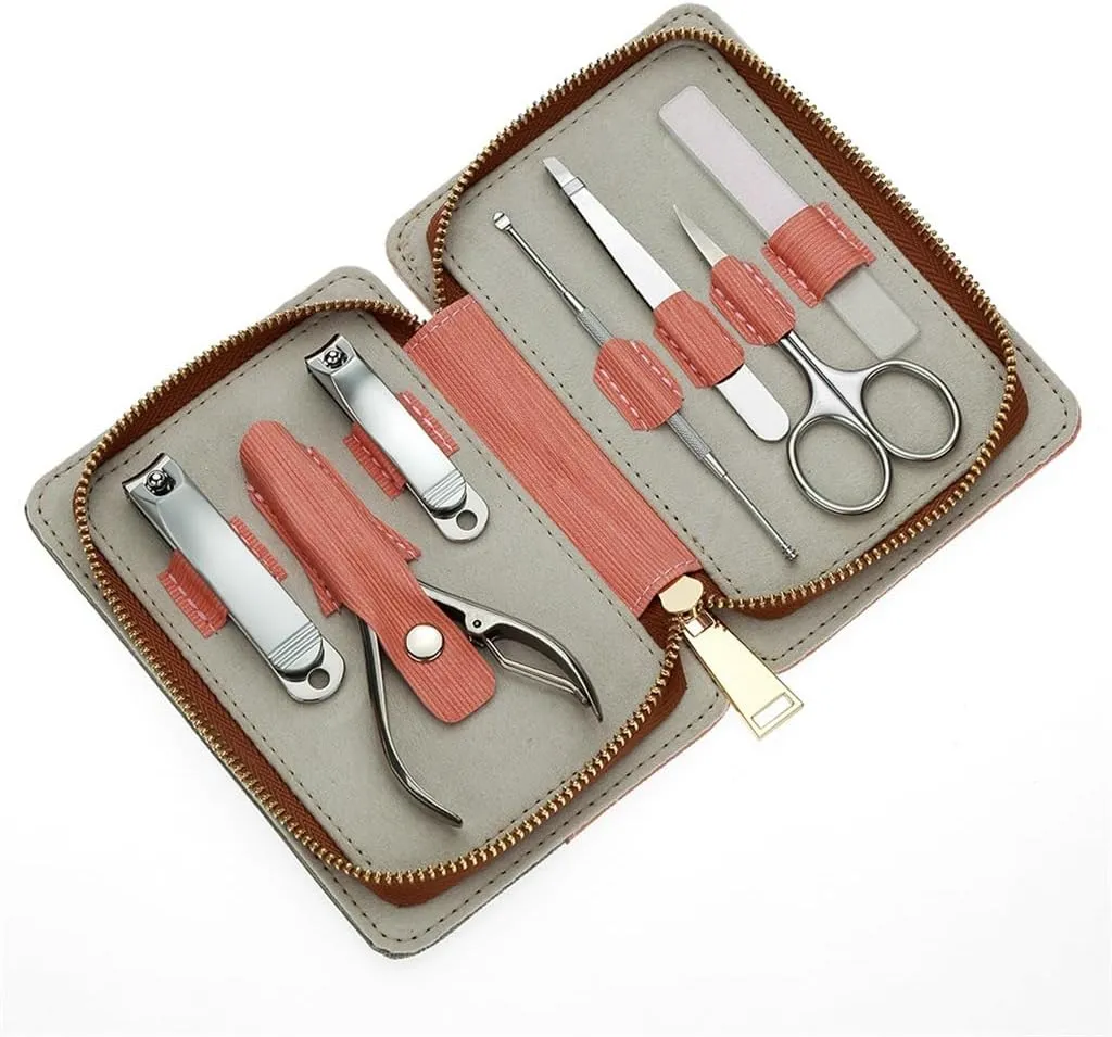Zipper Pack 7 Piece Stainless Steel Nail Clipper Set Nail Clippers Manicure Tools Nail Art Set