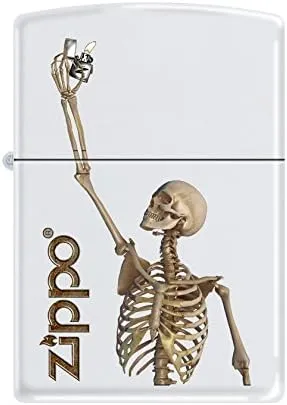 Zippo Custom Lighter Design Gmbhsa Skeleton Holding A Lighter Windproof Collectible Lighter - Cool Cigarette Lighter Case Made in USA Limited Edition & Rare