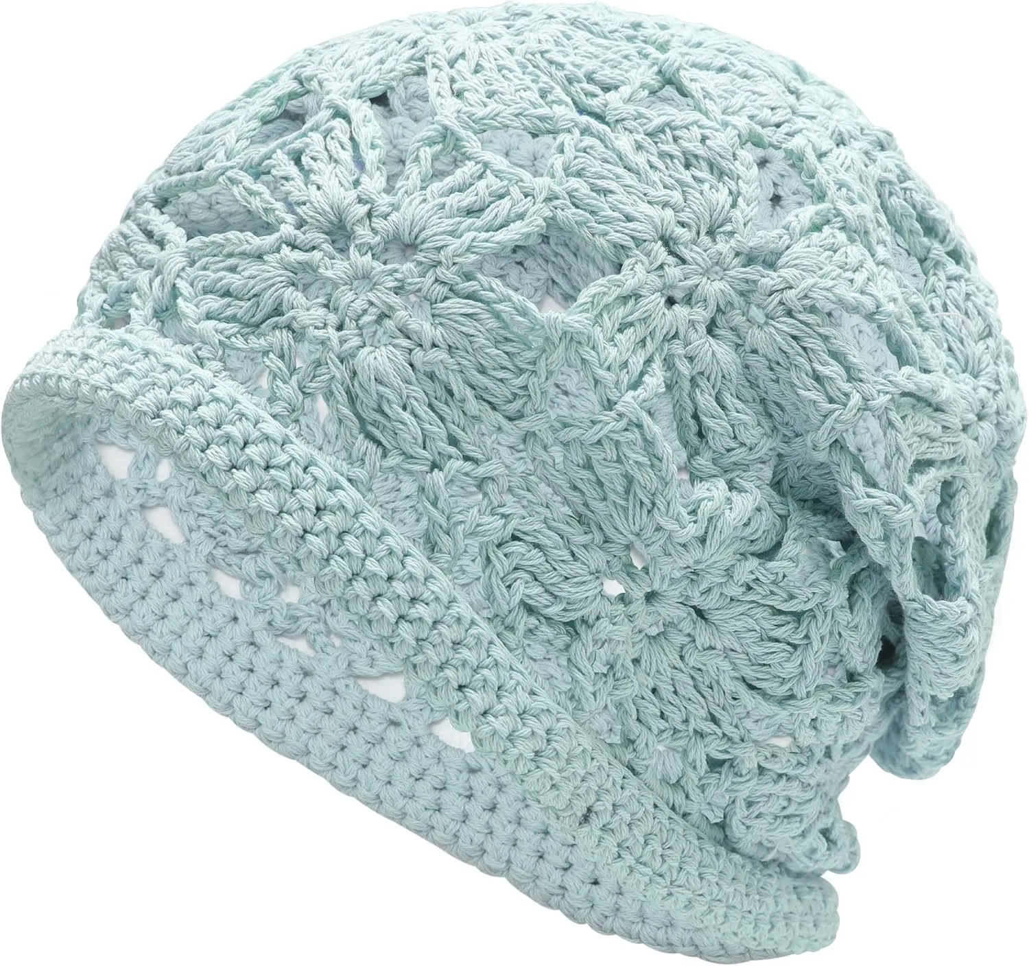 ZLYC Women Cotton Crochet Slouchy Beanie Hat Handmade Knit Summer Skull Cap