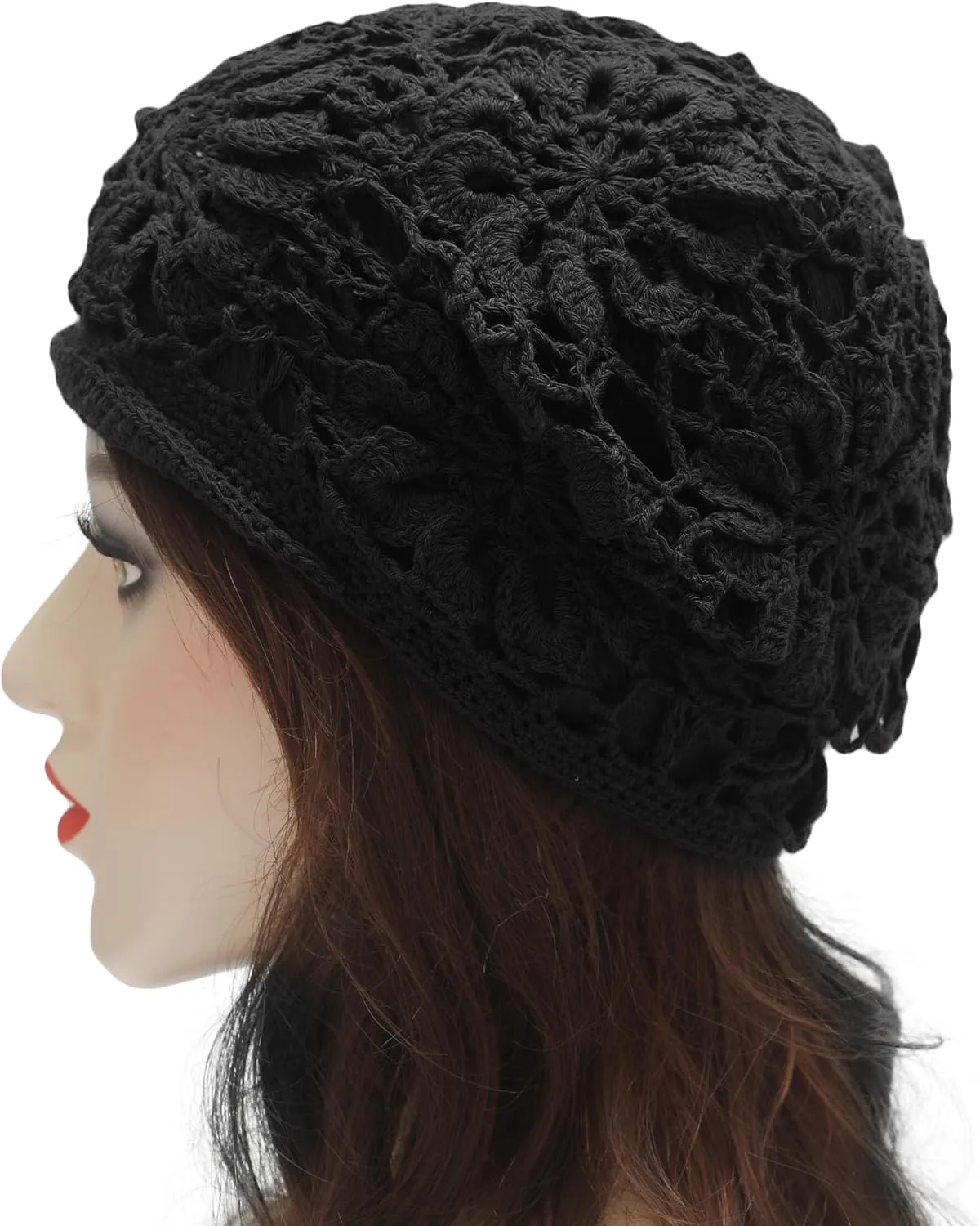 ZLYC Women Cotton Crochet Slouchy Beanie Hat Handmade Knit Summer Skull Cap