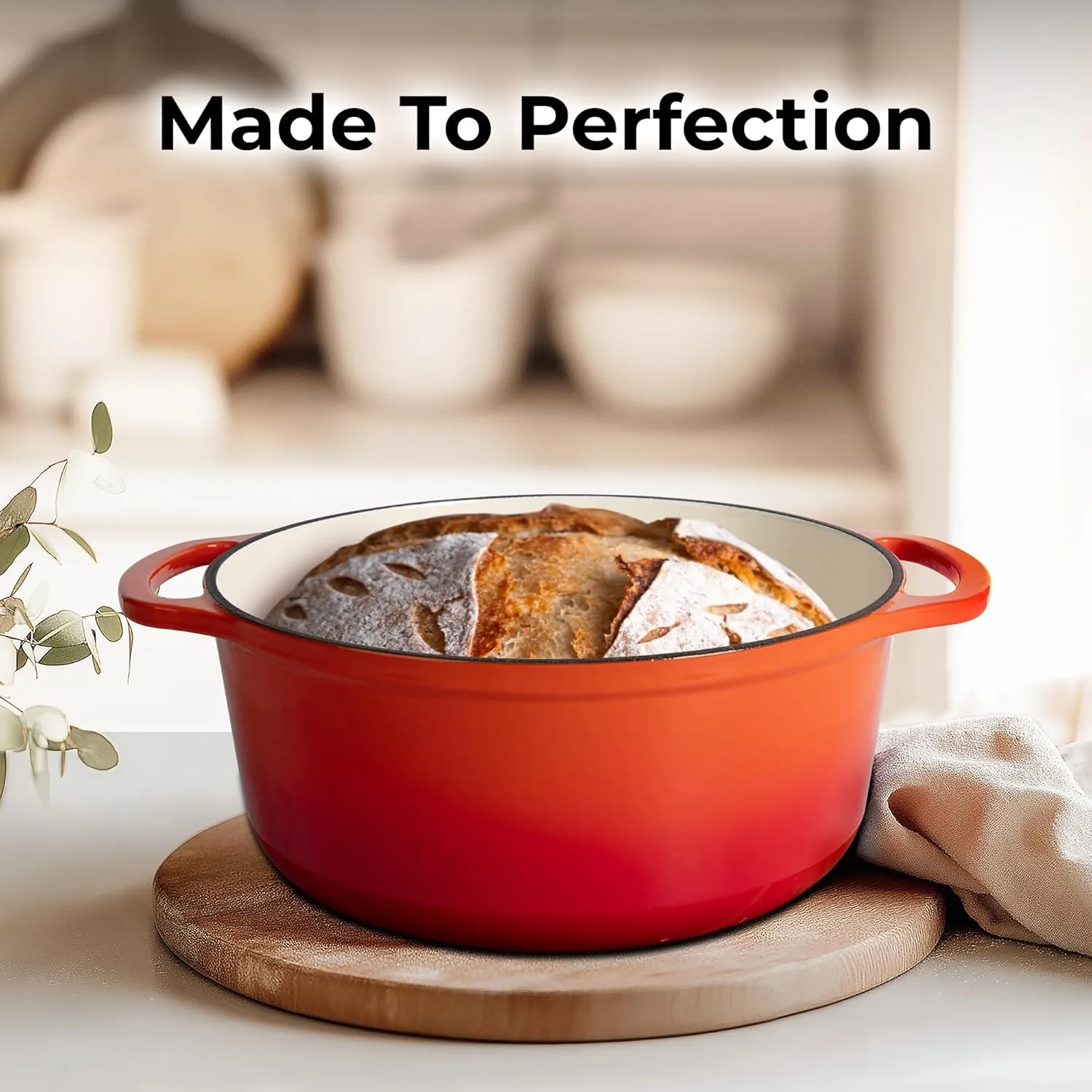 Zulay Kitchen 6 Quart Enameled Cast Iron Dutch Oven with Lid – Premium Durability & Oven Safe up to 500°F – Heavy Duty Cookware Perfect for Bread Baking, Stews, Braising & Roasting – Fire Opal